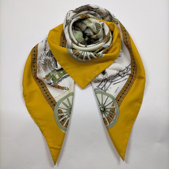 Hermes scarf Carre 90 Yellows Silk100% Authentic Ledoux - Picture 2 of 10
